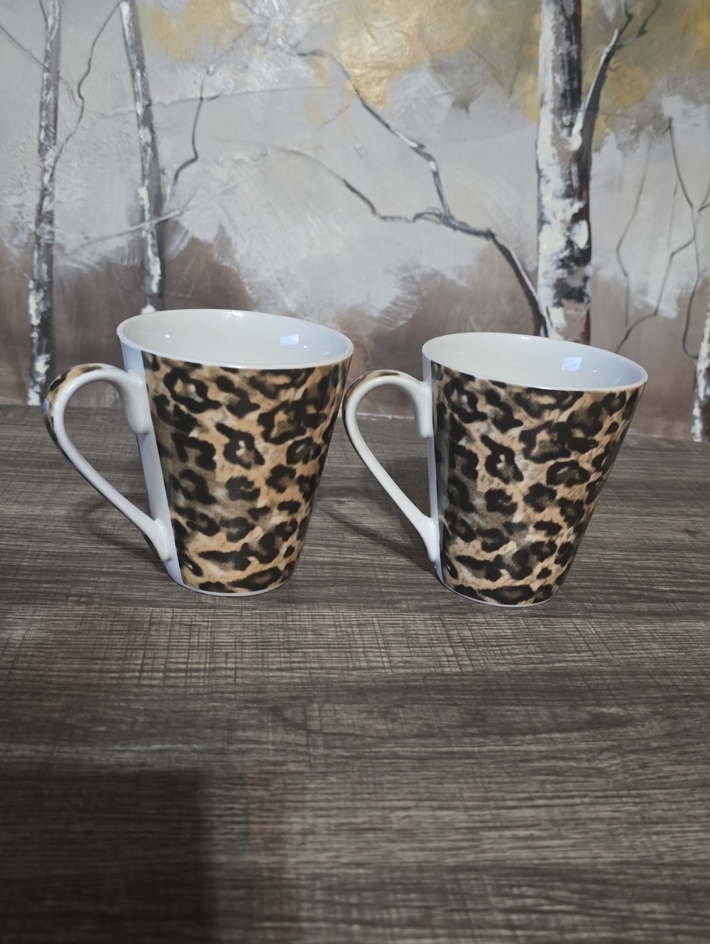 Leopard Print Ceramic Mugs - Set of 2